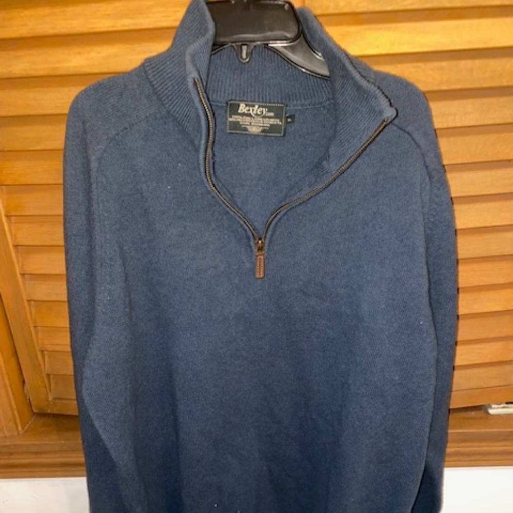 Bexley Sweater Blue 1/4 Zip Lambswool  XL